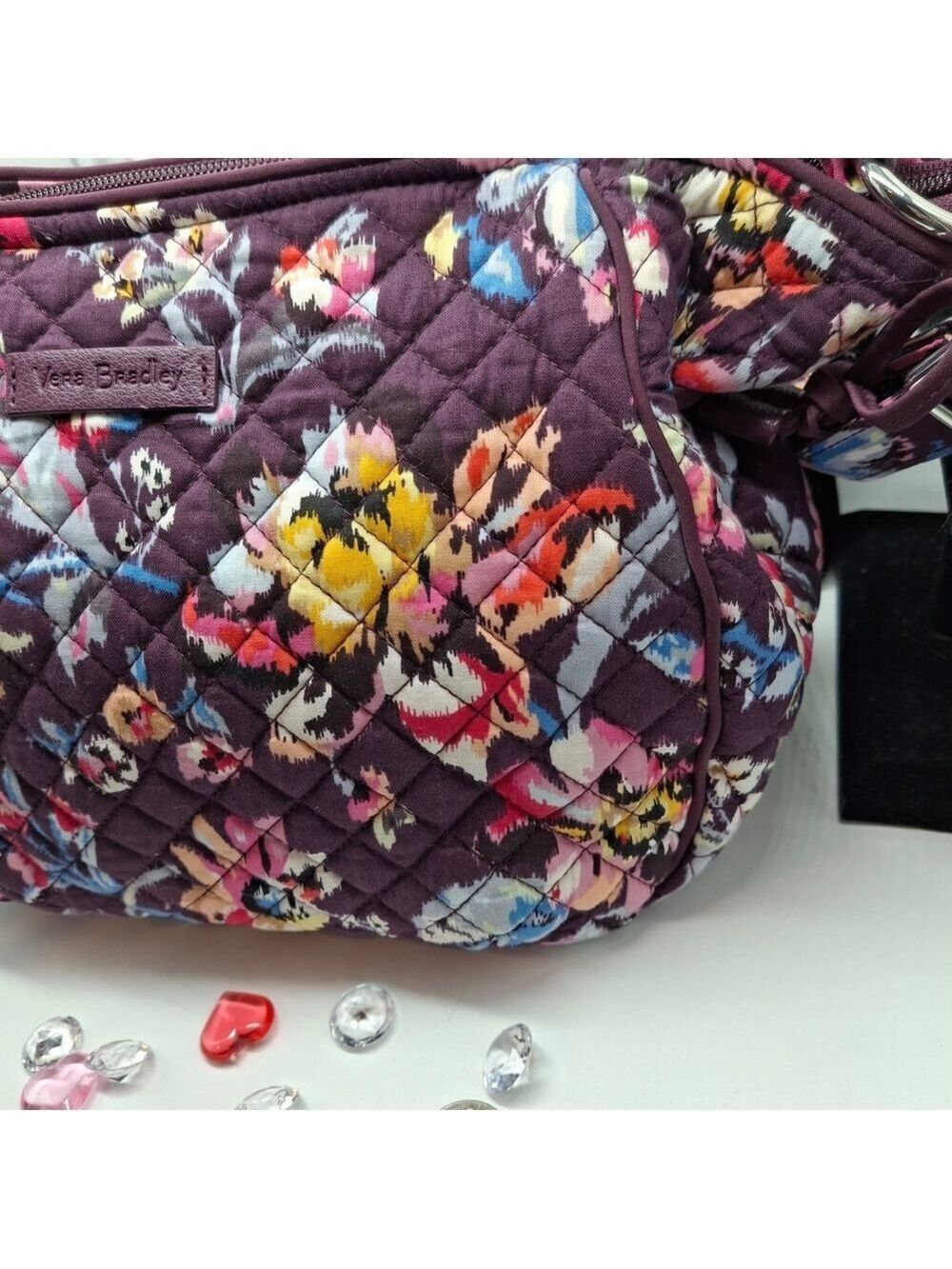 Vera Bradley Med Sized Floral Quilted Bag - Purple Like New - Picture 6 of 12